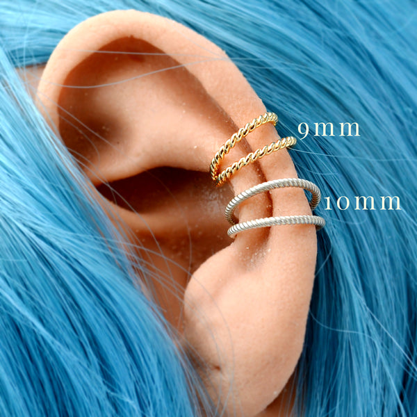 The Ropes Ear cuff double line ear cuffs handmade twisted wire cuff earring conch jewelry ear stack nickel free rose gold filled sterling silver