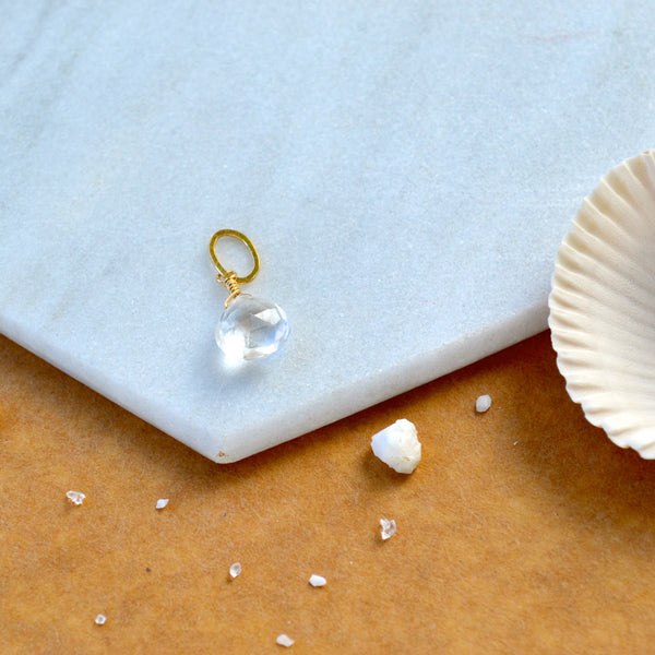 Tivoli White Topaz gemstone pendant necklace gemstone charm for charm bracelet necklace for charms for necklaces 14K gold sparkly clear gem pendants