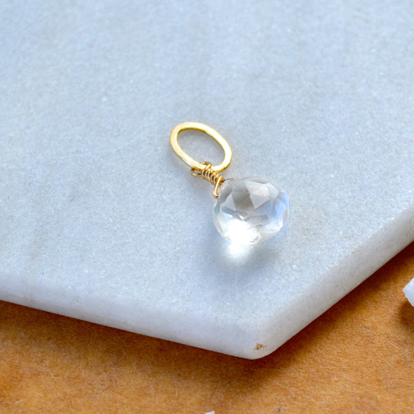 Tivoli White Topaz gemstone pendant necklace gemstone charm for charm bracelet necklace for charms for necklaces gold sparkly clear gem pendants