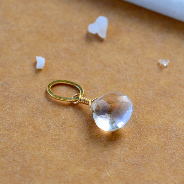 Tivoli White Topaz gemstone pendant necklace gemstone charm for charm bracelet necklace for charms for necklaces gold sparkly clear gem pendants