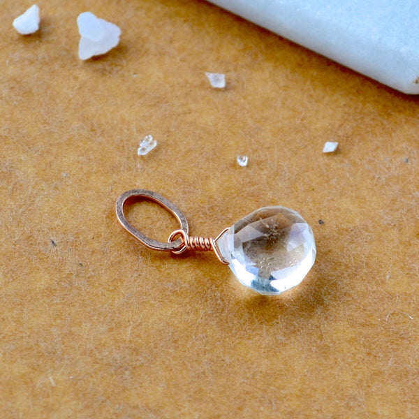 Tivoli White Topaz gemstone pendant necklace gemstone charm for charm bracelet necklace for charms for necklaces rose gold sparkly clear gem pendants