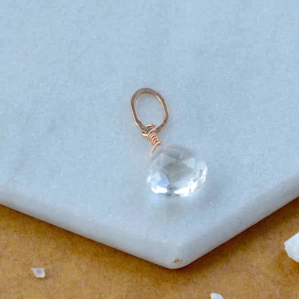 Tivoli White Topaz gemstone pendant necklace gemstone charm for charm bracelet necklace for charms for necklaces rose gold sparkly clear gem pendants