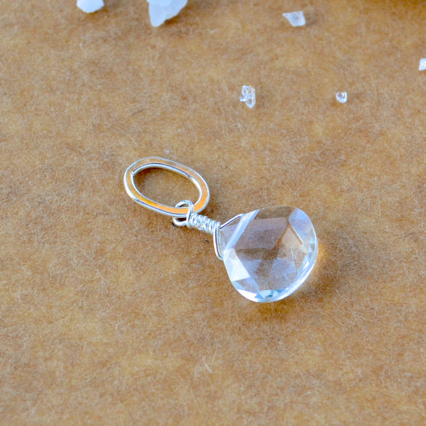 Tivoli White Topaz gemstone pendant necklace gemstone charm for charm bracelet necklace for charms for necklaces silver sparkly clear gem pendants