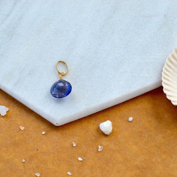 Twilight Iolite gemstone pendant necklace gemstone charm for charm bracelet necklace for charms for necklaces 14K gold indigo violet blue gem pendant