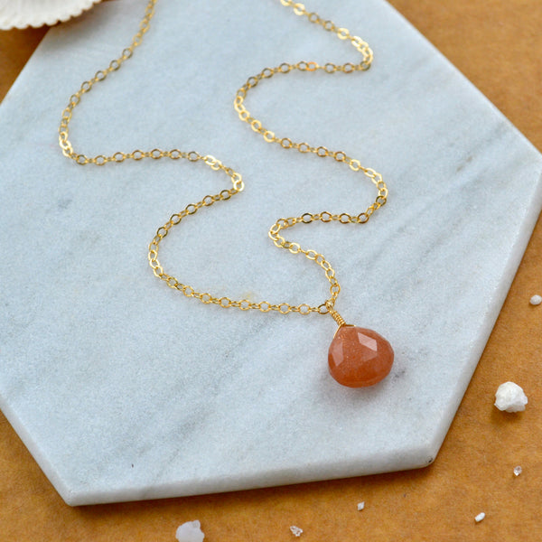 Valencia necklace sunstone necklace oregon sunstone dainty necklaces sustainable jewelry gemstone earrings handmade schiller sunstone gem pendant necklace gold