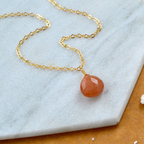 Valencia necklace sunstone necklace oregon sunstone dainty necklaces sustainable jewelry gemstone earrings handmade schiller sunstone gem pendant necklace gold filled