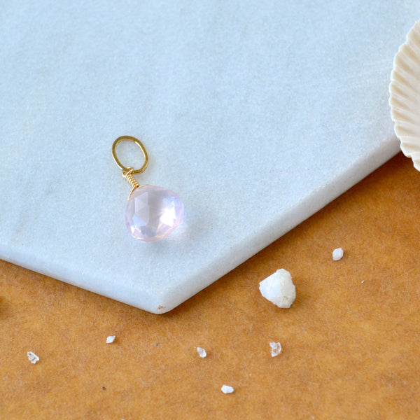 Vie en rose Quartz gemstone pendant necklace gemstone charm for charm bracelet necklace for charms for necklaces 14K gold baby pink gem pendant