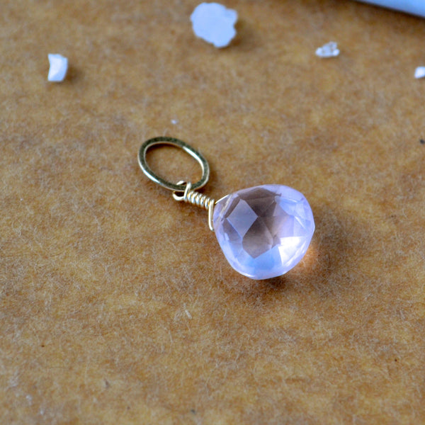 Vie en rose Quartz gemstone pendant necklace gemstone charm for charm bracelet necklace for charms for necklaces gold filled baby pink gem pendant