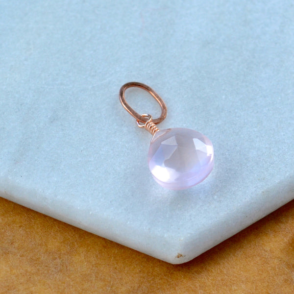Vie en rose Quartz gemstone pendant necklace gemstone charm for charm bracelet necklace for charms for necklaces rose gold filled baby pink gem pendant