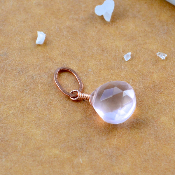 Vie en rose Quartz gemstone pendant necklace gemstone charm for charm bracelet necklace for charms for necklaces rose gold-filled baby pink gem pendant