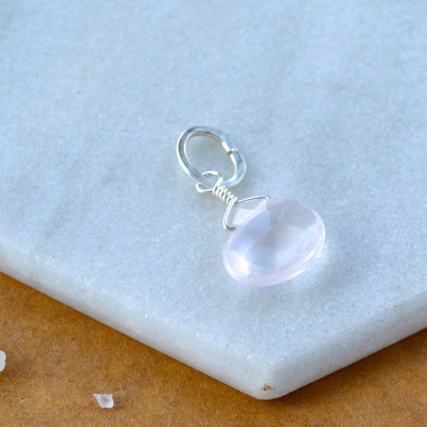Vie en rose Quartz gemstone pendant necklace gemstone charm for charm bracelet necklace for charms for necklaces silver baby pink gem pendant