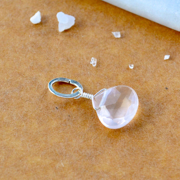 Vie en rose Quartz gemstone pendant necklace gemstone charm for charm bracelet necklace for charms for necklaces silver baby pink gem pendant