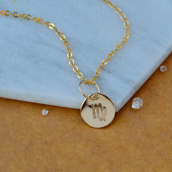 Virgo charm zodiac sign charms astrology pendant zodiac charm gold filled on chain