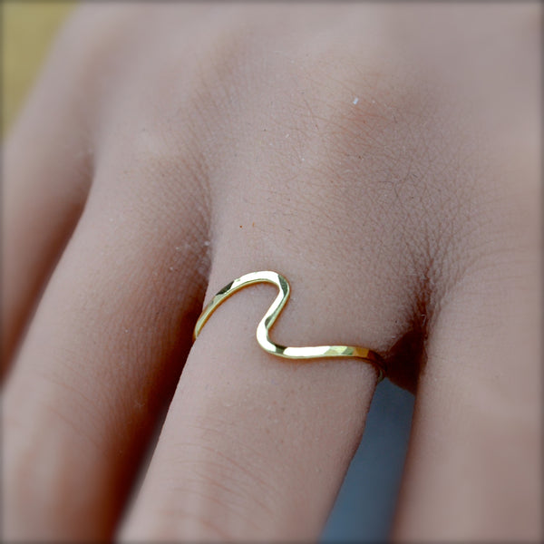 Waves RING delicate hammered wave ring simple stacking rings wide stacker ring waterproof rings midi ring wave shaped handmade rings nickel free jewelry sustainable gold ring