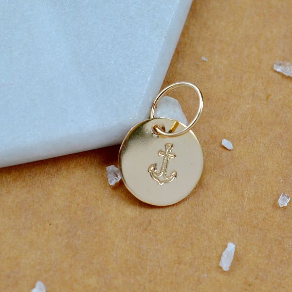 Anchor charm pendant gold fill
disc charm with anchor image