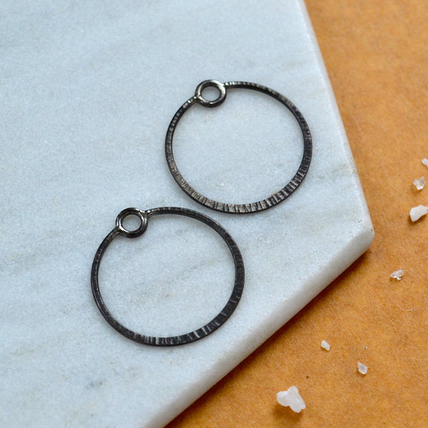 beam earring jackets shiny circle earring charms versatile stud earring backs black oxidized silver