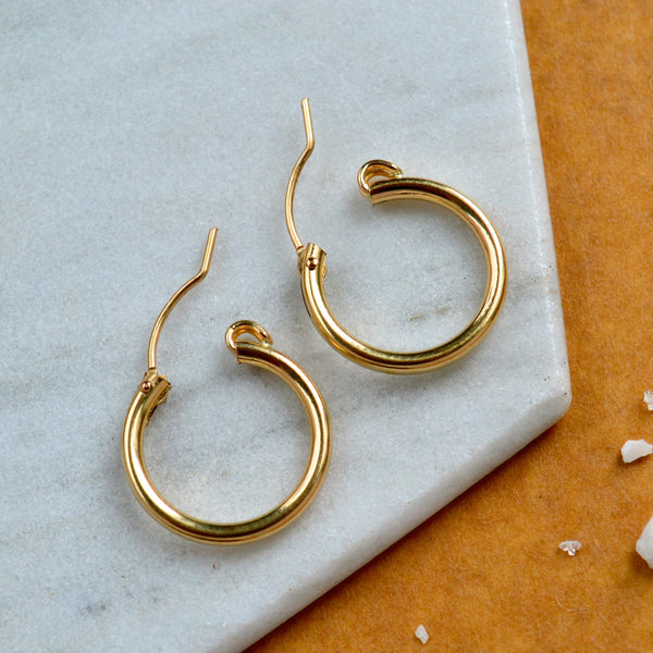 chubby hoops 2mm tube hoop earrings hinged hoops thick hollow tubing hoops gold filled simple hoop