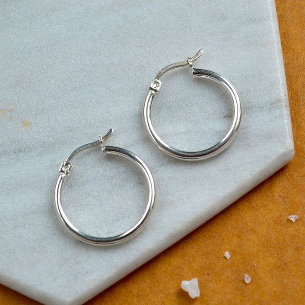 chubby hoops 2mm tube hoop earrings hinged hoops thick hollow tubing hoops silver simple hoop
