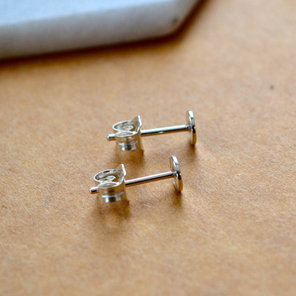coin stud earrings 4mm simple circle post earring basic studs nickel free earrings silver
