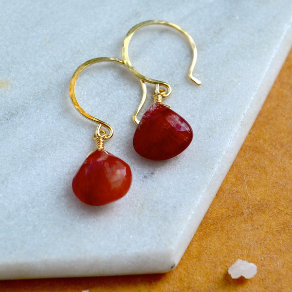 eclipse red earrings handmade andalusite earring gemstone simple ear rings gold fill sustainable jewelry