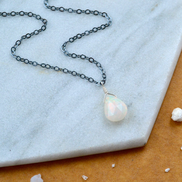 fire within necklace opal gemstone necklace handmade gem pendant opal stone necklace simple gem charm black silver opal necklace sustainable jewelry