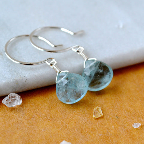 Frost Earrings - aquamarine earrings with ice blue gemstone drops