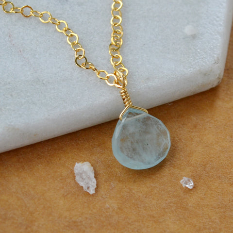 Frost Necklace - aquamarine necklace ice blue gemstone solitaire