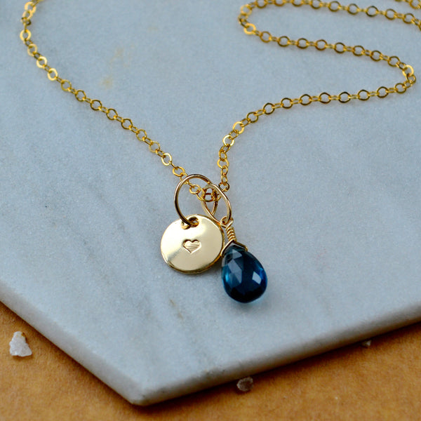 Heart Charm Pendant simple heart jewelry extra charm with heart image gold filed heart charm with london blue topaz gem charm handmade