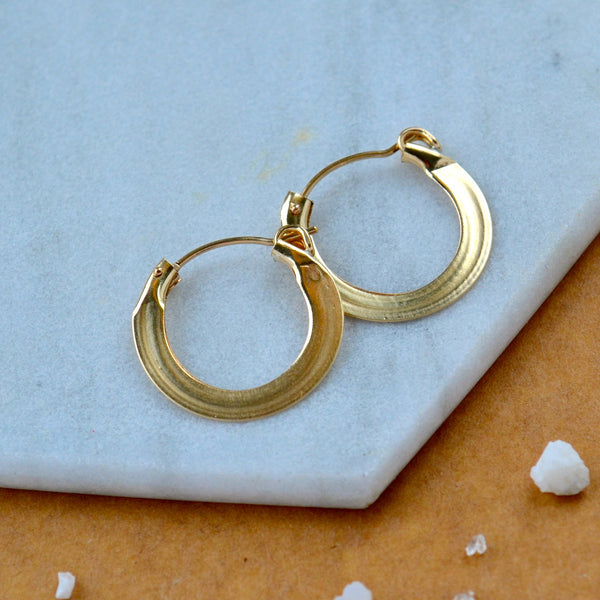 lifesaver hoops pressed flat hoop earrings hinged hoops thick flattened hoops gold filled simple hoop sustainable jewelry