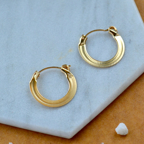 lifesaver hoops pressed flat hoop earrings hinged hoops thick flattened hoops gold filled simple hoop sustainable jewelry