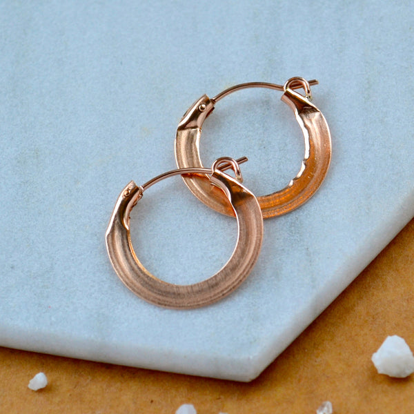 lifesaver hoops pressed flat hoop earrings hinged hoops thick flattened hoops rose gold filled simple hoop sustainable jewelry