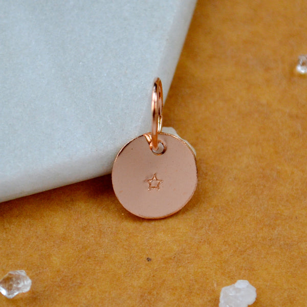Tiny Star charm pendant with five pointed star image rose gold fill