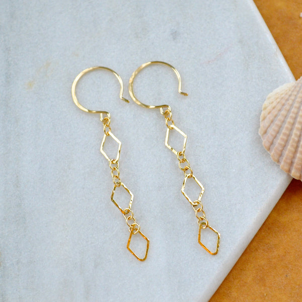 maldives earrings diamond chain earring dangles dainty gold chain jewelry hammered diamond link chain handmade earrings gold fill jewelry