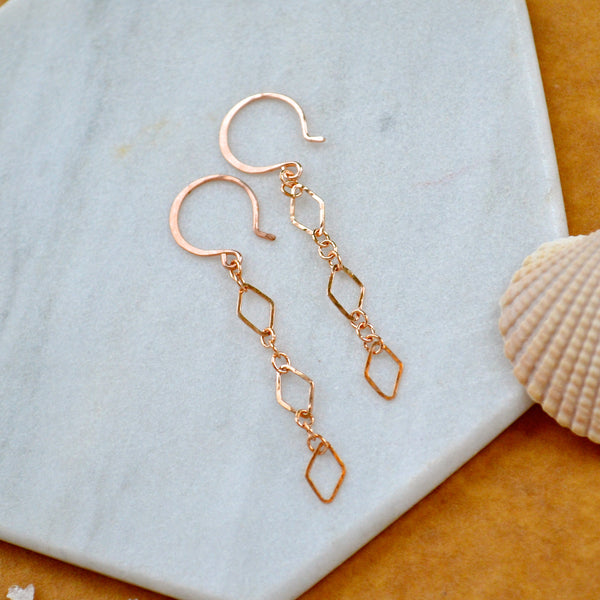 maldives earrings diamond chain earring dangles dainty rose gold chain jewelry hammered diamond link chain handmade earrings rose gold fill jewelry