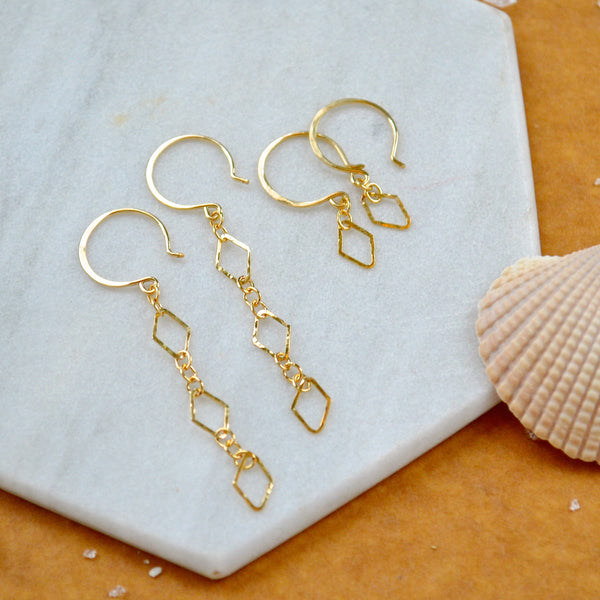 petite maldives earrings diamond chain earring dangles dainty gold chain jewelry hammered diamond link chain handmade earrings gold fill jewelry