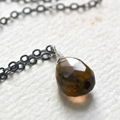 Silt Necklace: Chocolate Brown Smoky Quartz Necklace Gemstone Pendant Sustainable Jewelry oxidized silver Necklace Handmade Gemstone Necklace with Stone