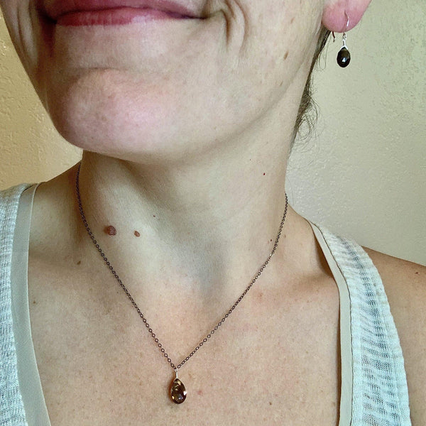 Silt Necklace: Chocolate Brown Smoky Quartz Necklace Gemstone Pendant Sustainable Jewelry silver Necklace Handmade Gemstone Necklace with Stone and smoky quartz earrings