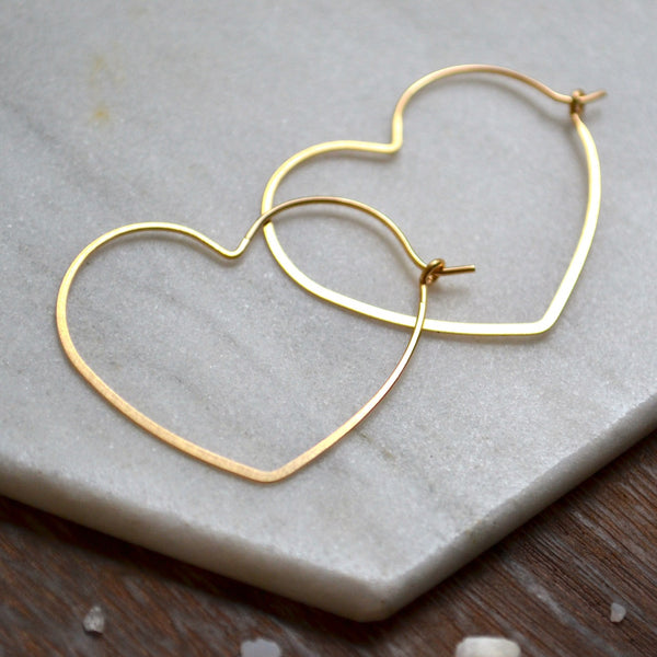 shining heart hoops open heart hoop earrings hoops handmade earrings gold heart shaped hoops