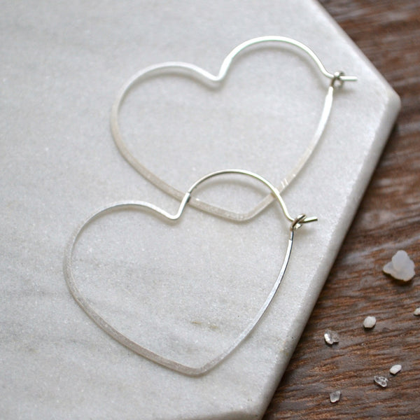 shining heart hoops open heart hoop earrings hoops handmade earrings silver heart shaped hoops