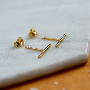 pillar stud earrings simple bar earring post small bars studs handmade minimalist earrings gold filled