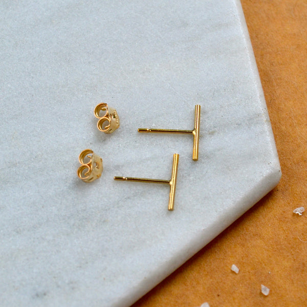pillar stud earrings simple bar earring post small bars studs handmade minimalist earrings gold filled