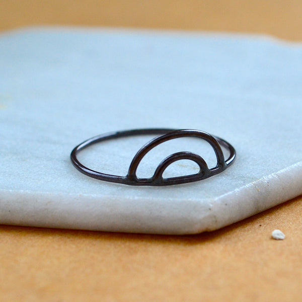 Ripples RING delicate double arch ring simple stacking rings rainbow stacker ring arch stack rings waterproof rings stacker ring U shaped handmade rings nickel free jewelry sustainable black silver rings