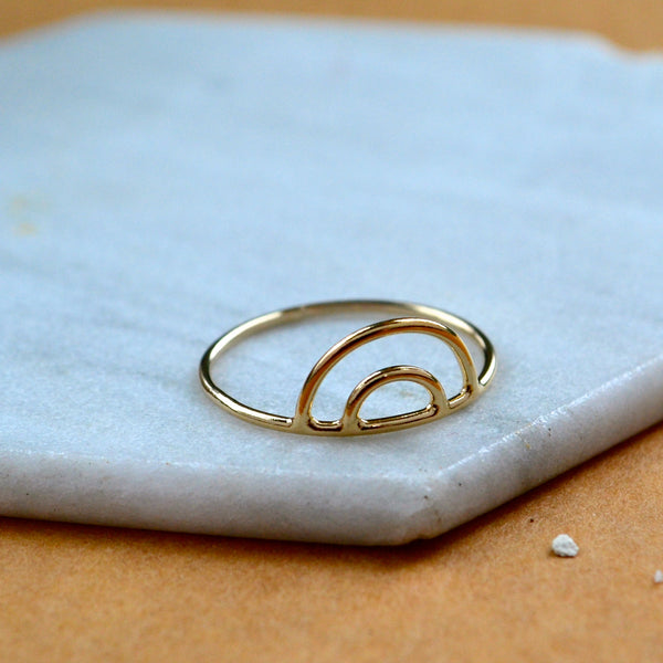 Ripples RING delicate double arch ring simple stacking rings rainbow stacker ring arch stack rings waterproof rings stacker ring U shaped handmade rings nickel free jewelry sustainable gold rings