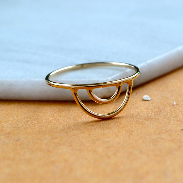 Ripples RING delicate double arch ring simple stacking rings rainbow stacker ring arch stack rings waterproof rings stacker ring U shaped handmade rings nickel free jewelry sustainable gold rings