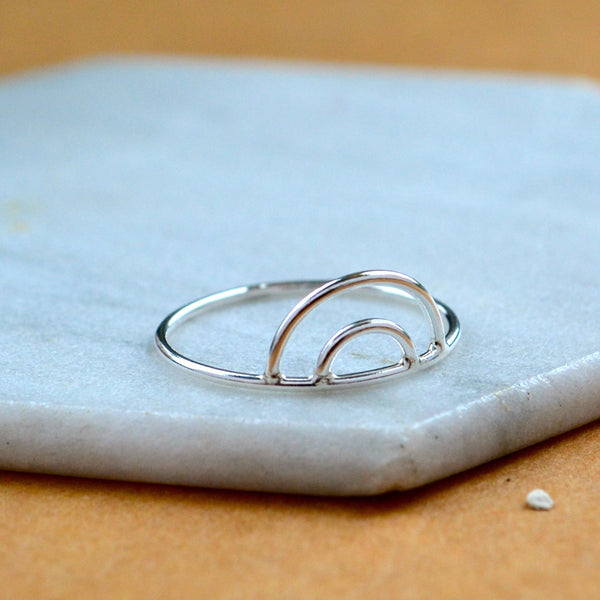 Ripples RING delicate double arch ring simple stacking rings rainbow stacker ring arch stack rings waterproof rings stacker ring U shaped handmade rings nickel free jewelry sustainable silver rings
