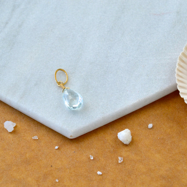 Safe at Sea Aquamarine gemstone pendant necklace gemstone charm for charm bracelet necklace for charms for necklaces gold pale baby blue gem pendant