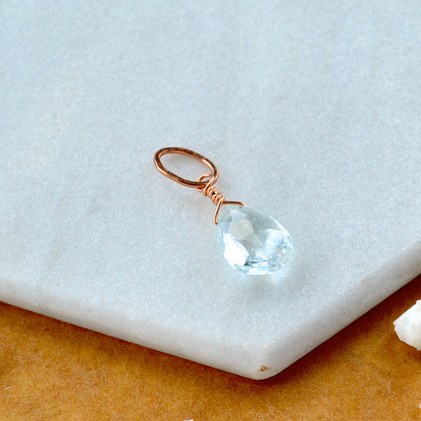 Safe at Sea Aquamarine gemstone pendant necklace gemstone charm for charm bracelet necklace for charms for necklaces rose gold pale baby blue gem pendant