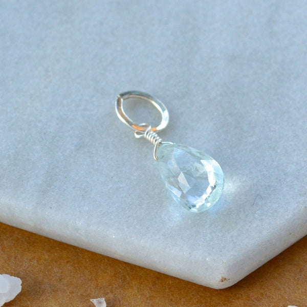 Safe at Sea Aquamarine gemstone pendant necklace gemstone charm for charm bracelet necklace for charms for necklaces silver pale baby blue gem pendant
