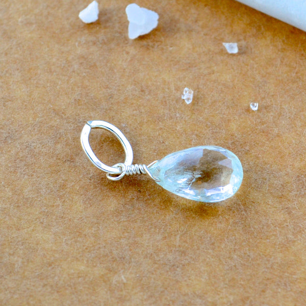 Safe at Sea Aquamarine gemstone pendant necklace gemstone charm for charm bracelet necklace for charms for necklaces silver pale baby blue gem pendant