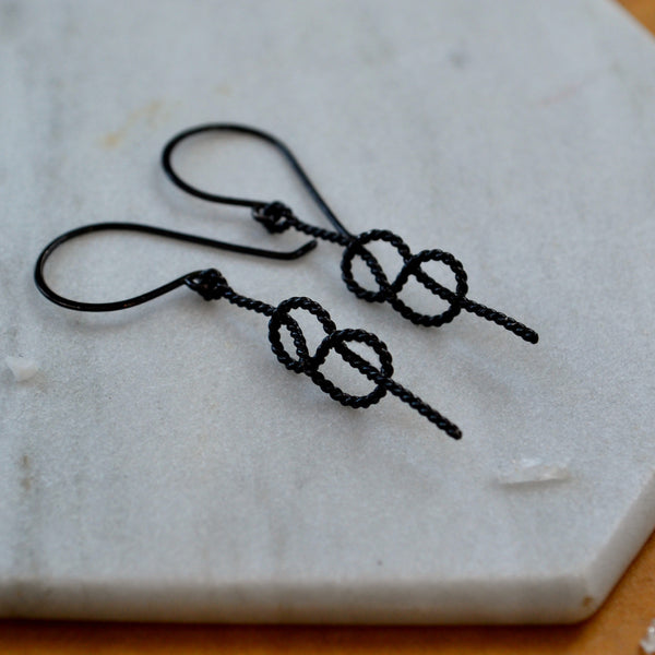 sailor knot dangle earrings nautical knot earring rope knots ear ring handmade boating jewelry oxidized silver knot earrings bridesmaid jewelry